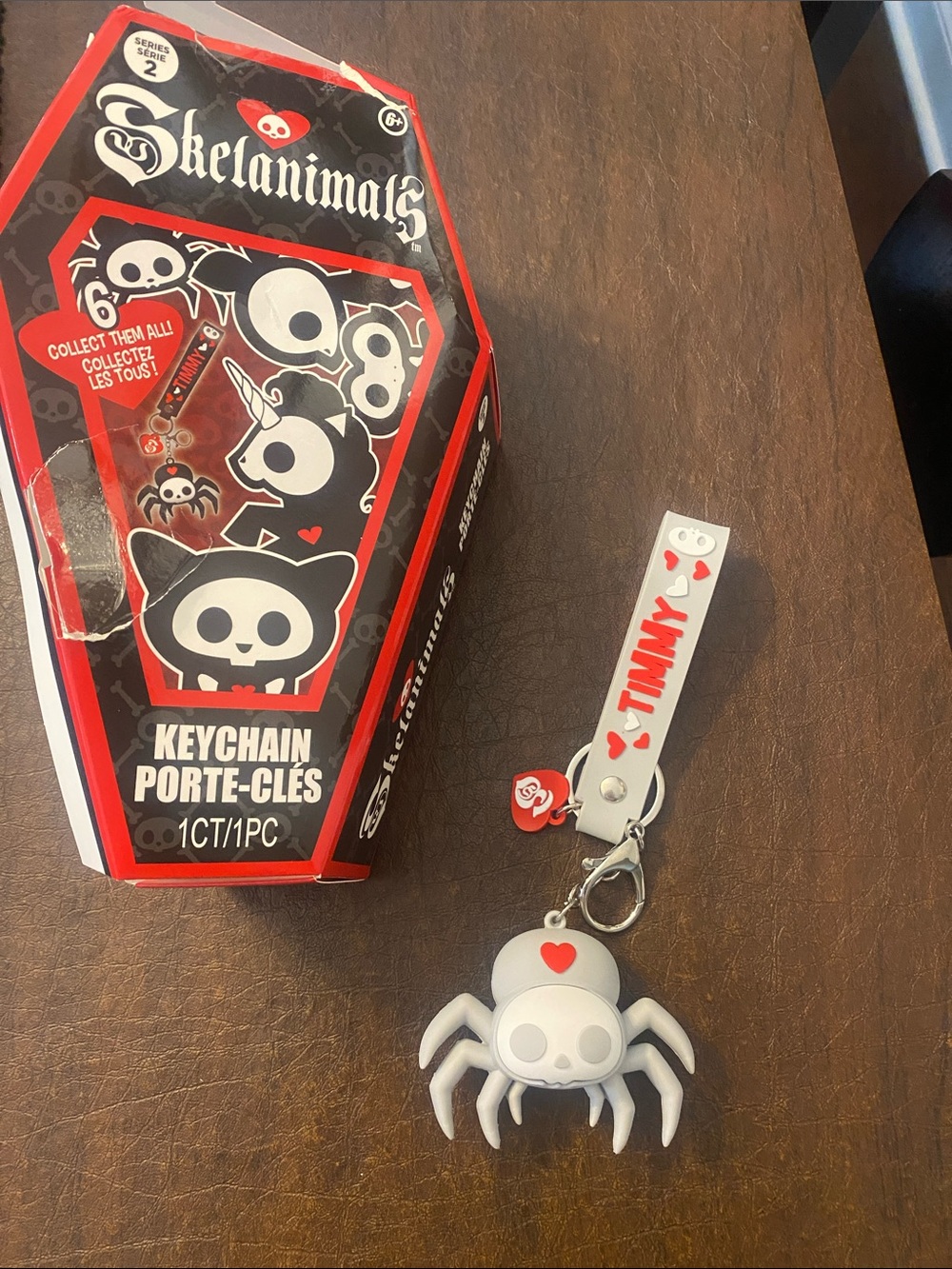 Skelanimals Spider Keychain with Heart Accent Timmy blind box series 2